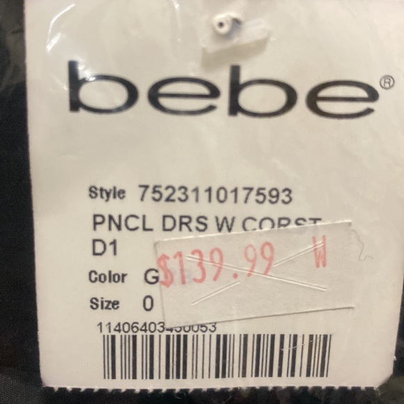 NEW: BEBE Black/Gray Leather Dress size 0 - Picture 7 of 7